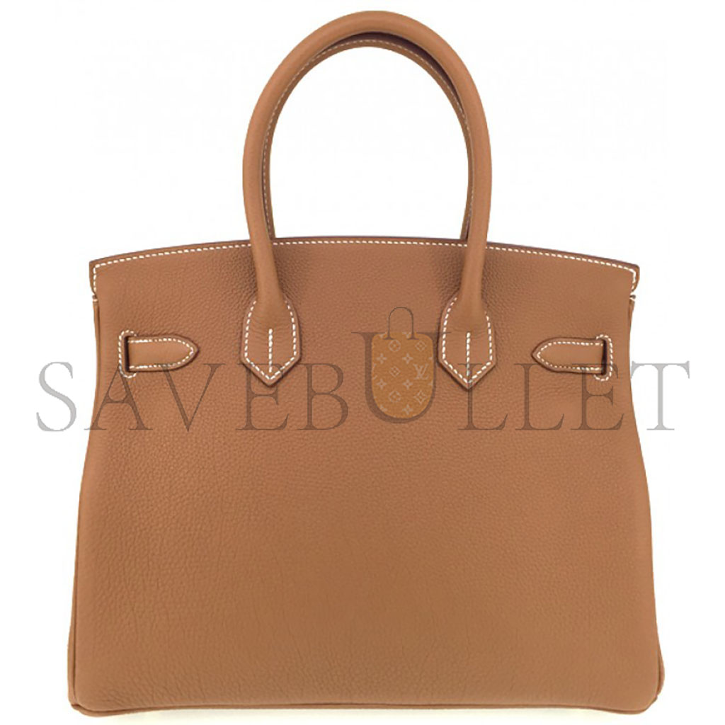 HERMES BIRKIN 30 EPSOM LEATHER GOLDEN BROWN GOLD BUCKLE HANDBAG H028369CC37 (30*23*15cm)